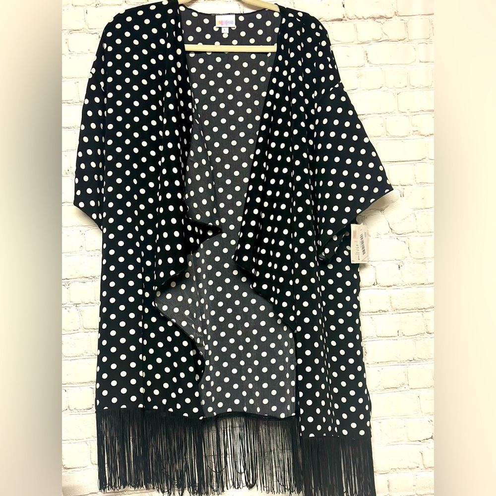 NWT LuLaRoe White Black Monroe Kimono Cardigan | Size L